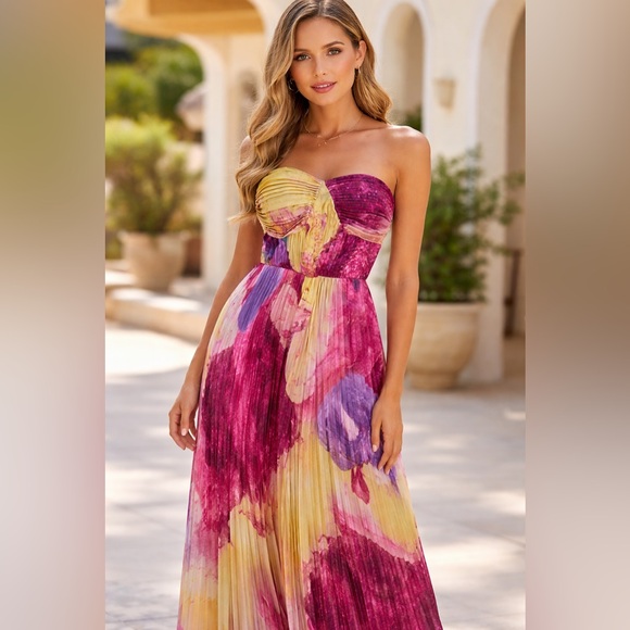 Saaksha & Kinni Dresses & Skirts - Elegant Pink and Yellow Floral Maxi Dress